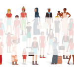 Diverse colorful women in illustration