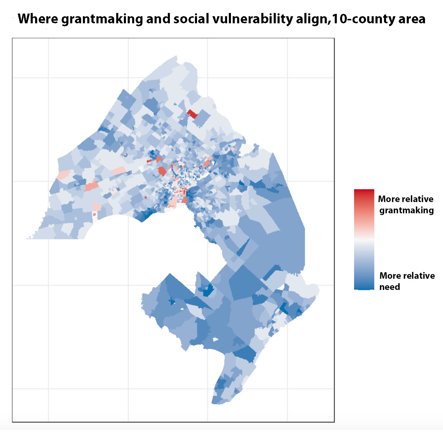 Where grantmaking and social vulnerability align, 10-county area